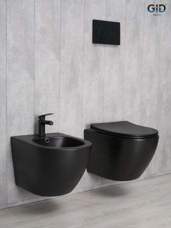Унитаз подвесной Gid Convexo 62226Y черный с сиденьем микролифт безободковый смыв торнадо