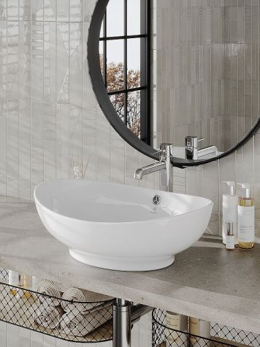 Раковина из сантехнического фарфора Orange B08-585w 60х40 накладная цвет белый - фото 3