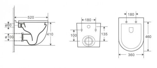 Унитаз подвесной CeramaLux 2198MW белый с сиденьем микролифт каскадный смыв - фото 2