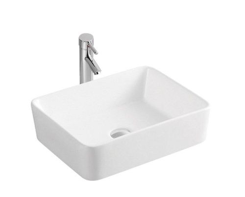 Раковина из сантехнического фарфора Sintesi SIN-LVB-APP-401 50х40 накладная цвет белый без отверстий под смеситель - фото 3