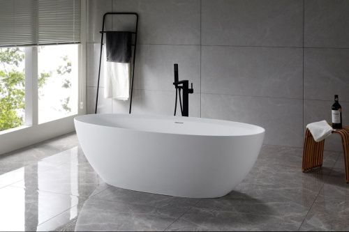 Ванна из искусственного камня Vincea Solid Surface VBT-4S01MW 170х75 отдельностоящая овальная - фото 2