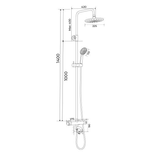 Душевая стойка WesnaArt Dusha DUS08-302 настенная цвет хром с термостатом - фото 2