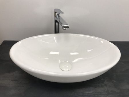 Раковина из сантехнического фаянса CeramaLux 9021 50х30 накладная цвет белый без отверстий под смеситель