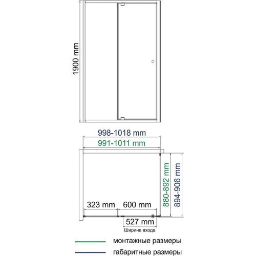 Душевой уголок Wasserkraft Aula 11P 11P22 100х90 стекло прозрачное профиль хром без поддона - фото 4
