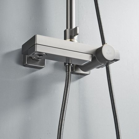 Душевая стойка Rose R1896T настенная цвет серый с термостатом