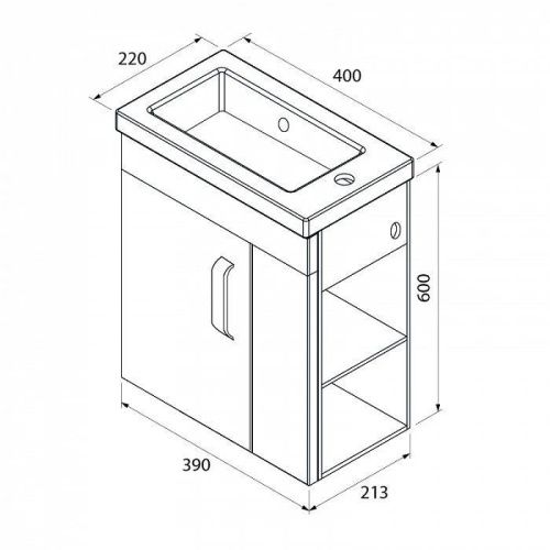 Тумба с раковиной Iddis Torr TOR40WRi95K 40х20 подвесная цвет белый - фото 2