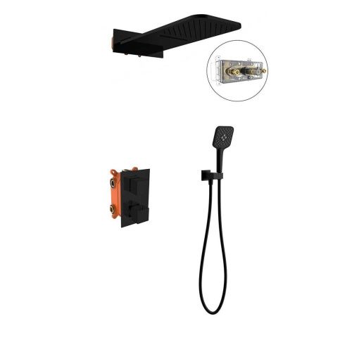 Душевая система Vincea VSFW-103TMB встраиваемая в стену цвет черный с термостатом - фото 4