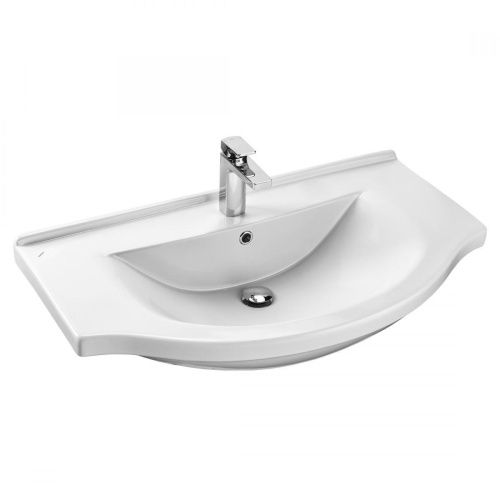 Раковина из сантехнического фарфора Santek Эльбрус 1WH110790 90х50 встраиваемая цвет белый 1 отверстие под смеситель - фото 2