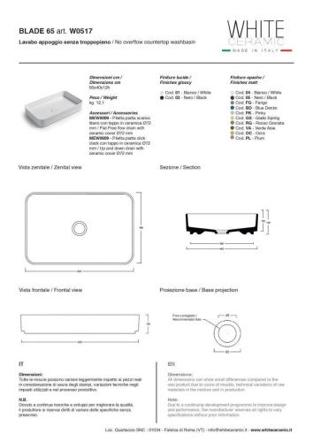 Раковина керамическая White Ceramic Blade W0517CF 70х40 накладная цвет коричневый - фото 2