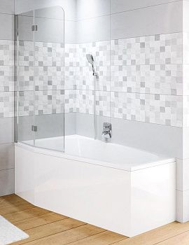 Душевая шторка на ванну Riho NOVIK G003042120 80х150 стекло прозрачное профиль хром ориентация универсальная