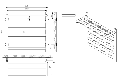 Полотенцесушитель водяной Indigo Slim LSLW50-50P 55х50 хром - фото 4