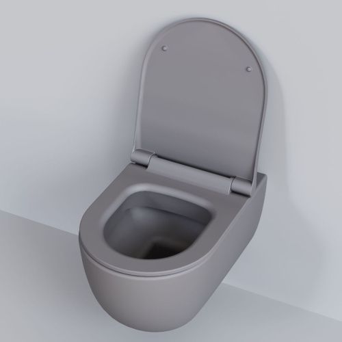 Унитаз подвесной Ambassador Abner 103T20301R-102T20301S серый с сиденьем микролифт каскадный смыв - фото 5