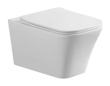 Унитаз подвесной Art&Max PLATINO AM9321CHR белый с сиденьем микролифт безободковый каскадный смыв