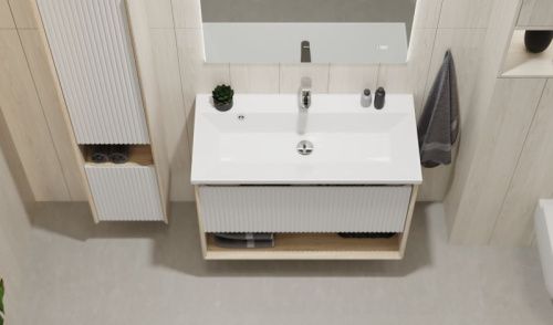 Тумба под раковину Jorno TOSSONY Toss.01.90/P/SS-W/JR 90х40 подвесная цвет белый - фото 2