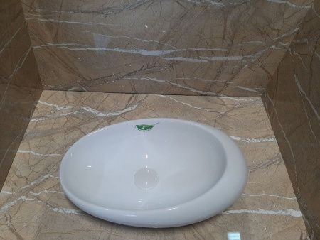 Раковина из сантехнического фаянса CeramaLux 78255-1 50х30 накладная цвет белый без отверстий под смеситель