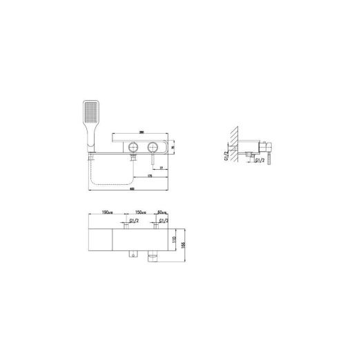 Смеситель для душа RavSlezak Murray MU080.5/1 настенный белый/хром - фото 2