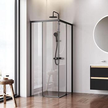 Душевой уголок Am.Pm X-joy W94G-403-100280-BТ1К 100х80 стекло прозрачное профиль черный без поддона