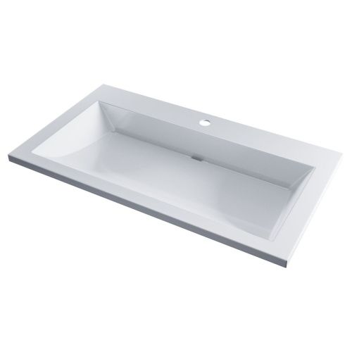 Раковина из искусственного камня Uperwood Infinity RInfinity80wg 80х50 полувстраиваемая цвет белый - фото 4