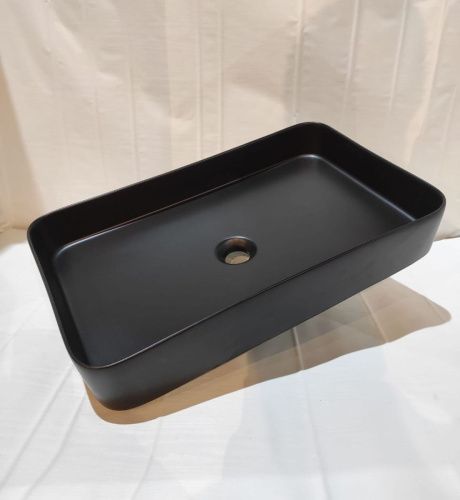Раковина керамическая White Ceramic Blade W051705 70х40 накладная цвет черный - фото 3