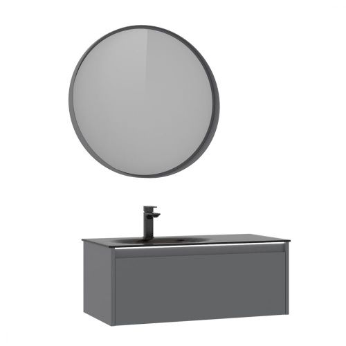 Тумба с раковиной Orka Lisbon 5001430 90х50 подвесная цвет серый - фото 2