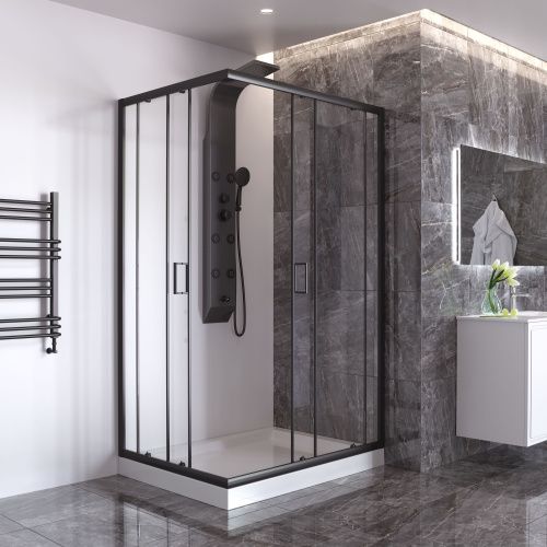 Душевой уголок Taliente TA-08120-1CB 120х80 стекло прозрачное профиль черный без поддона - фото 2