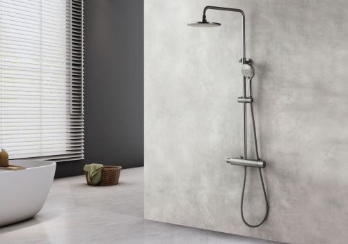 Душевая стойка LeMark Bronx LM3770GM настенная цвет черный с термостатом - фото 2