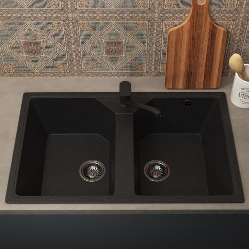 Кухонная мойка Uperwood ECON UPD-402 4010202115 75х50 цвет черный поверхность матовая - фото 3