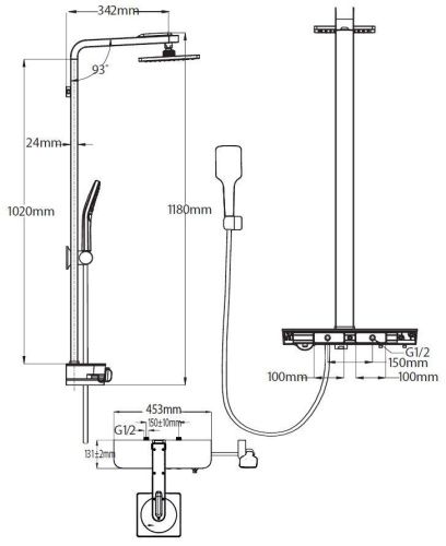 Душевая стойка Creavit SH650 настенная цвет белый - фото 2