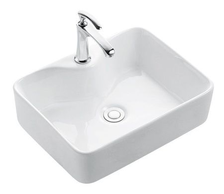 Раковина из сантехнического фаянса CeramaLux 7291 50х40 накладная цвет белый 1 отверстие под смеситель