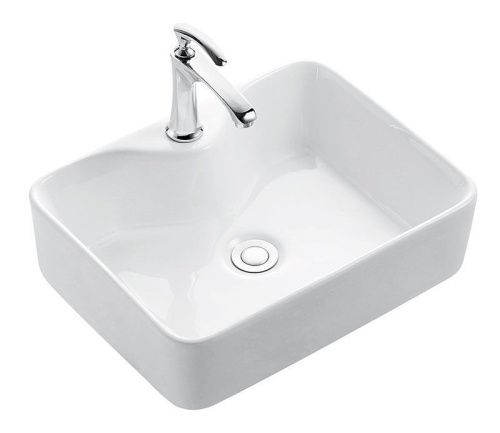 Раковина из сантехнического фаянса CeramaLux 7291 50х40 накладная цвет белый 1 отверстие под смеситель - фото 2