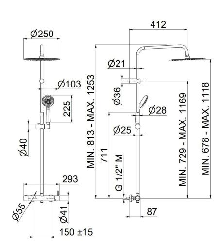 Душевая стойка Kerama Marazzi NOTA 8236KM.21.018 настенная цвет хром - фото 2