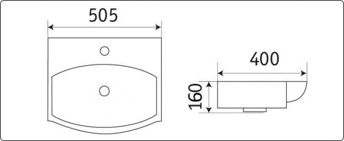 Раковина из сантехнического фаянса CeramaLux 78014C 50х40 подвесная цвет белый 1 отверстие под смеситель - фото 2