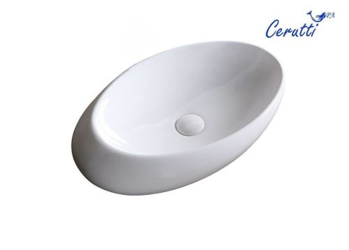 Раковина из сантехнического фарфора Cerutti SPA CR0058B 60х40 накладная цвет белый без отверстий под смеситель - фото 2