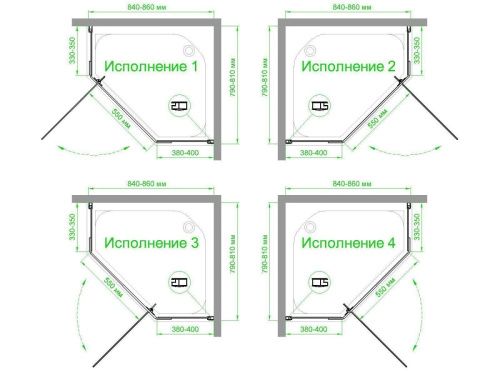 Душевой уголок Royal Bath TR RB8580TR-T-BL 85х80 стекло прозрачное профиль черный без поддона - фото 4