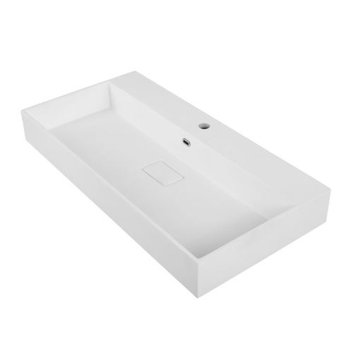 Раковина из искусственного камня Cezares 50263 90х50 подвесная цвет белый 1 отверстие под смеситель - фото 2