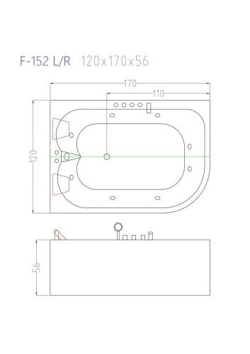 Ванна акриловая Frank 2015109 170х120 угловая асимметричная с каркасом - фото 2