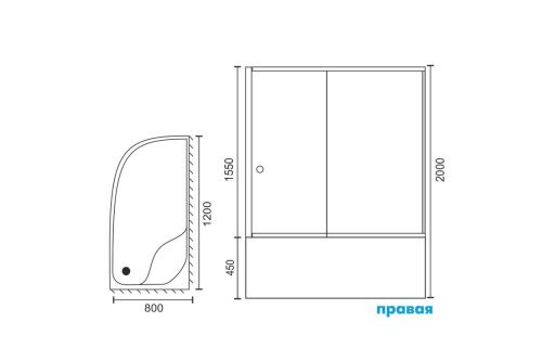 Душевой уголок Royal Bath BK RB8120BK-T-BL-R 120х80 стекло прозрачное профиль черный с поддоном - фото 4