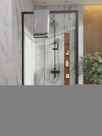 Душевой уголок Orange E23-12090TB 120х89 стекло прозрачное профиль черный без поддона