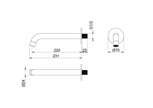 Излив для ванны Aquatek ЕВРОПА AQ1341MB настенный черный - фото 4