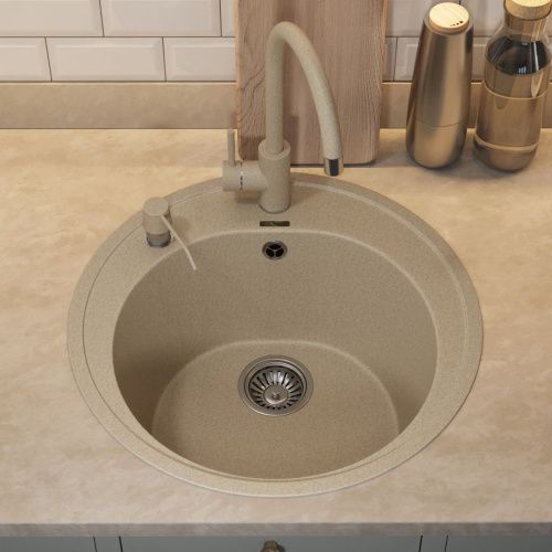 Кухонная мойка Uperwood Quartz Premium UPD-01 3910202101 50х50 цвет бежевый поверхность матовая - фото 4