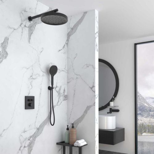 Душевая система Vincea Inspire VSFW-3I21MT2MB встраиваемая в стену цвет черный с термостатом