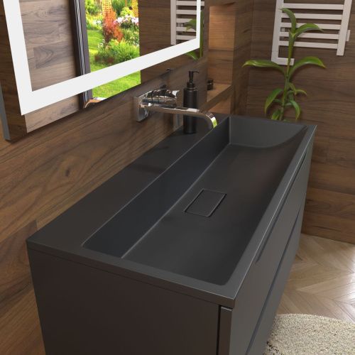 Раковина из искусственного камня Stella Polar Арта SP-00001725 100х50 встраиваемая цвет черный - фото 2