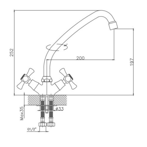 Смеситель для кухни Cron CN4242 на мойку хром - фото 3