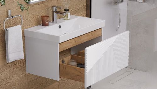 Тумба под раковину Velvex EDGE tp.EDG.9696.70.1Y белый глянец 70х40 подвесная цвет серый - фото 3