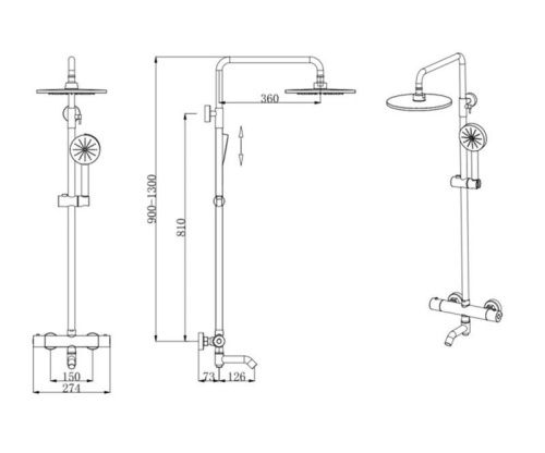 Душевая стойка Bronze de Luxe 11060BR настенная цвет бронза с термостатом - фото 3