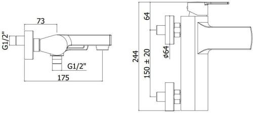 Смеситель для ванны с душем Paffoni Ringo RIN022NO настенный черный - фото 2