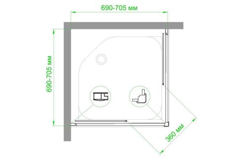Душевой уголок Royal Bath HPD RB70HPD-C-ST 70х70 стекло матовое профиль сатин без поддона - фото 5