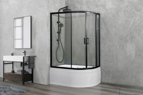 Душевой уголок Royal Bath BK RB8120BK-T-BL-L 120х80 стекло прозрачное профиль черный с поддоном