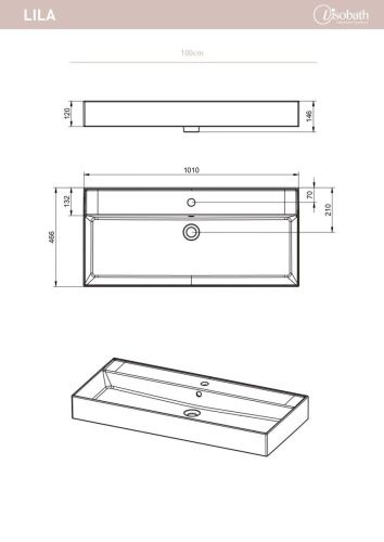 Раковина керамическая Visobath Lila 73519 100х50 встраиваемая цвет белый 1 отверстие под смеситель - фото 2