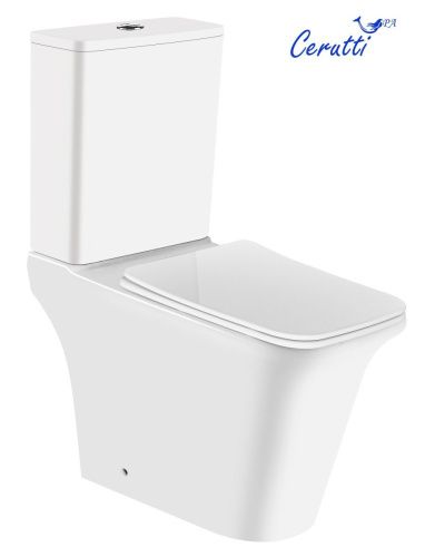 Унитаз напольный с бачком Cerutti SPA CT8457 белый с сиденьем микролифт безободковый каскадный смыв - фото 2